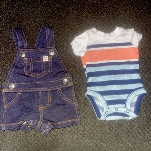 Newborn overall and shirt set boys